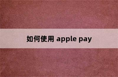 如何使用 apple pay